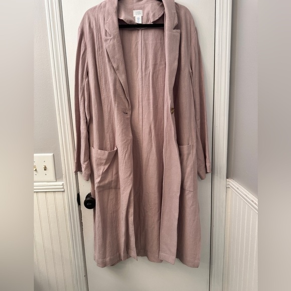 Sigrid Olsen Linen Blend Duster Coat  Soft Blush Lightweight Jacket Size M - Picture 4 of 13